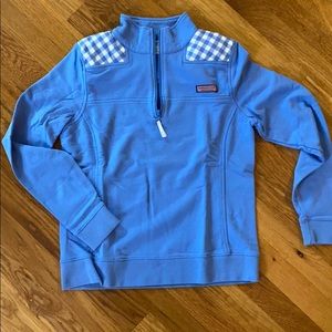 NWOT Vineyard Vines Blue Gingham Quarter Zip